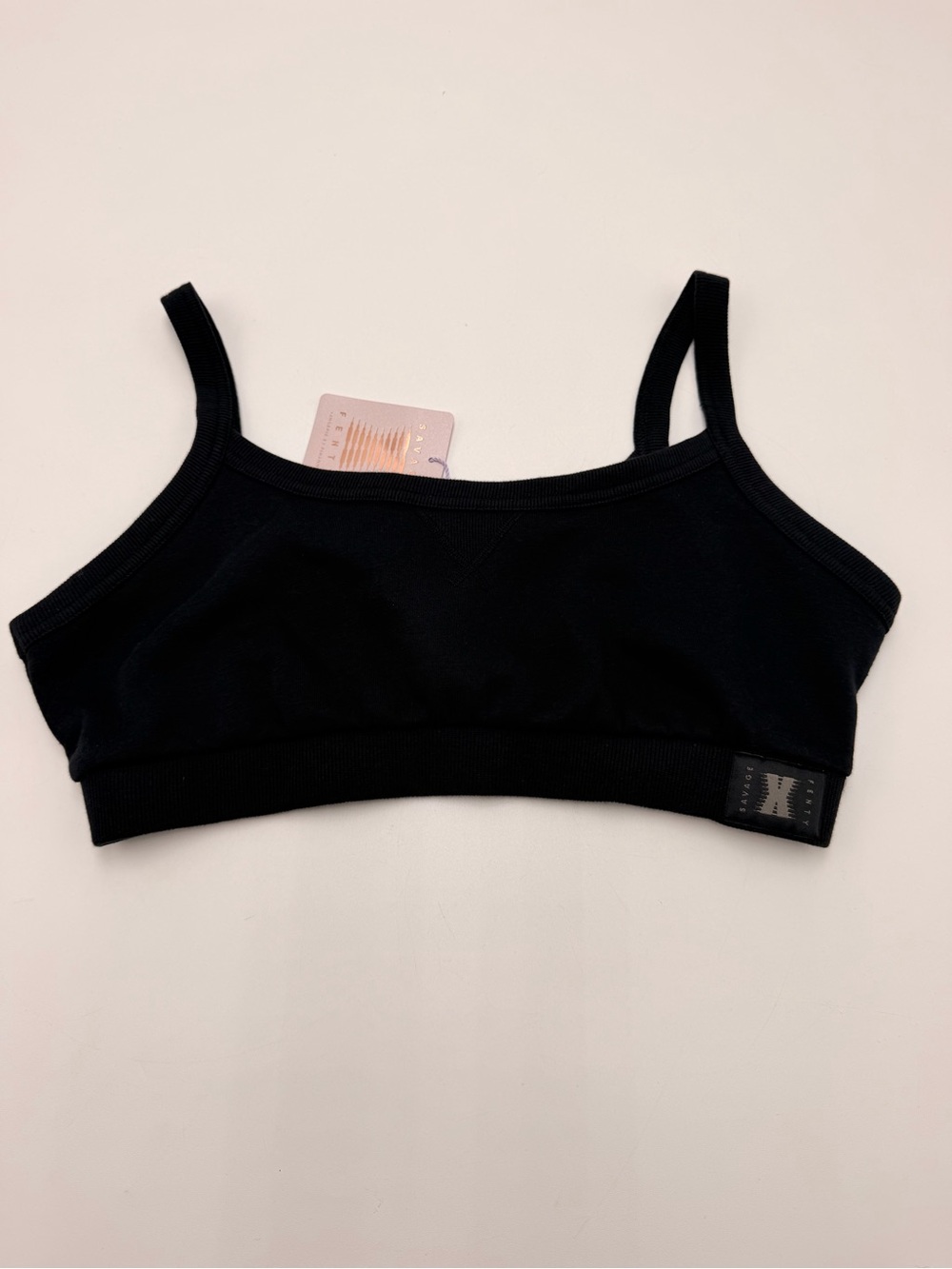 Savage X Fenty Essential Bralette Sz M Black Caviar Fleece Crop Top New